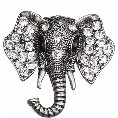 Afbeelding van Broche Olifantenkop Strass (Zilverkleurig) 3.5 x 3.8 cm