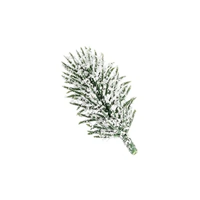 Afbeelding van Ideen mit Herz decoratieve dennentakken, besneeuwd, 6,5 cm lang, 55 stuks, kunstdennentakken met sneeuw, adventskransdecoratie, dennengroen