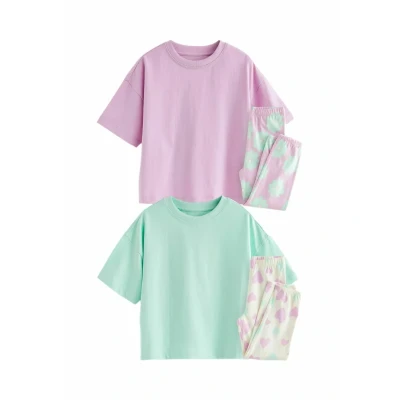 Afbeelding van Next Jogger 2 PACK Regular FIT Pyjama voor kinderen, Maat: 98, Pastel purple blue