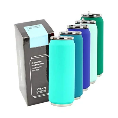 Afbeelding van YOKO DESIGN 1304 thermoskan dubbelwandig roestvrij staal, 7 cm, 500 ml, turquoise, 19 x cm