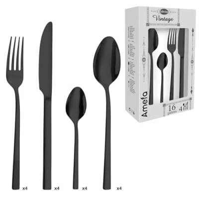 Afbeelding van Amefa 9385ATAFV2B60 Square 16 teiliges Besteckset, Schwarz, Edelstahl