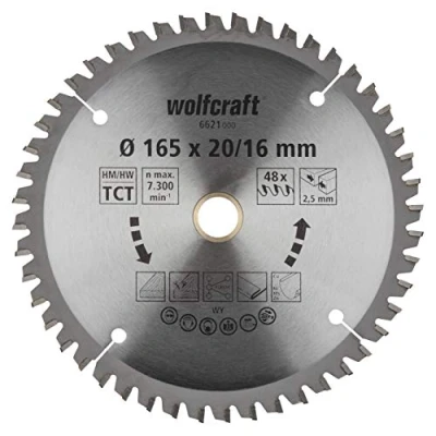 Afbeelding van Wolfcraft Handcirkelzaagblad HM 48 Zähne Ø165 x 20/16mm 1 stuk 6621000