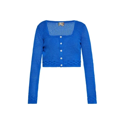 Afbeelding van ebeeza Gebreid vest lichtbeige / kobaltblauw