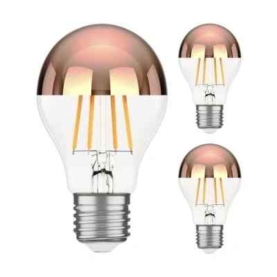 Afbeelding van ledscom.de 3 stuks E27 LED lamp, A60, warm wit (2600 K), 7,5 W, 839lm, hoofdspiegel (roségoud)
