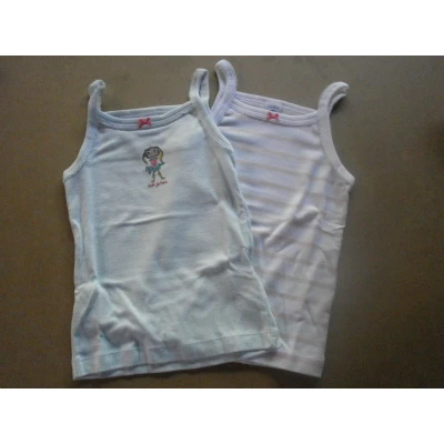 Afbeelding van Petit Bateau 2 pack Singlet Streepje roze + turquoise 10 jaar 140