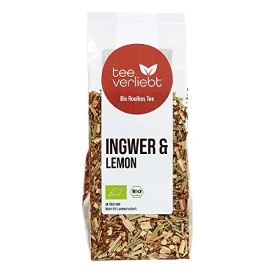 Afbeelding van FRUTEG Organic Rooibos Mix Ginger &amp; Lemon 90g Loser Red Bush Tea in de beste bladkwaliteit Cafeïne gratis Fruitig vers genot Van gecertificeerde biologische landbouw 90 g