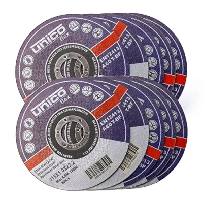 Afbeelding van 10 stuks doorslijpschijven 115 metaal x 1,0 mm/flexschijven dun 1 mm / boring: 22,23 voor doorslijp of haakse slijpers