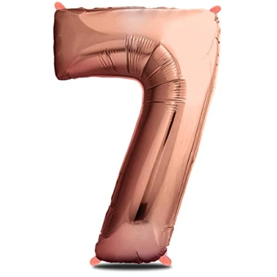Afbeelding van envami® Folieballon met cijfer verjaardagsdecoratie, roségoud, 100 cm, decoratie voor verjaardag, ballon cijferdecoratie, Happy Birthday, verjaardagsdecoratie meisjes, vliegen