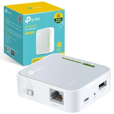 Afbeelding van TP Link AC750 Dual Band Wi Fi Travel Router (Support Mode/Hotspot Mode/Range Extender Mode/Client Mode/Access Point Mode, 1 USB 2.0 Port/1 Micro Port, WPS Button, UK Plug (TL WR902AC))