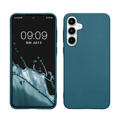 Afbeelding van kwmobile telefoonhoesje geschikt voor Samsung Galaxy A35 Hoesje smartphone Back cover in Metallic carabisch blauw
