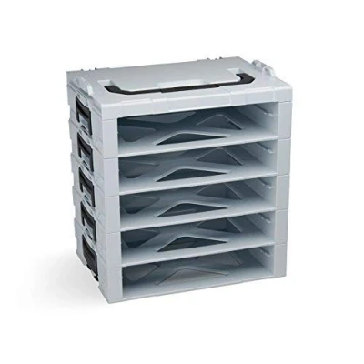 Afbeelding van Bosch Sortimo i BOXX Rack met 5 vakken grijs kleine gereedschapskoffer gereedschapsopslag systeem ideaal voor 72 &amp; LS lade
