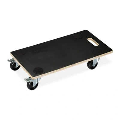 Afbeelding van Relaxdays Meubelroller met rem 400 kg meubelhondje transporthulp anti slip zwart