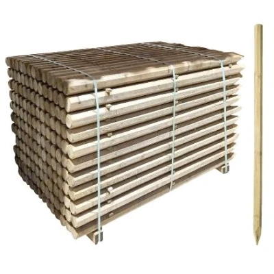 Afbeelding van Afrasteringspaal dennenhout 8 hoekig ø140 mm 210 cm, p/48, MS Schippers, Bruin Geschikt voor Veehouderij