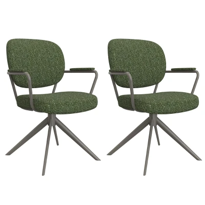 Afbeelding van Label51 Basel eetkamerstoel bouclé groen/groen Boucle
