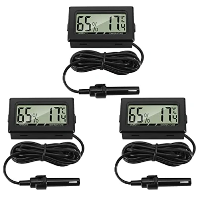 Afbeelding van Thlevel Digitale mini thermometer, hygrometer, temperatuur /luchtvochtigheidstester, met externe sensor, voor koelkast, diepvries, terrarium en vivarium, 3 stuks