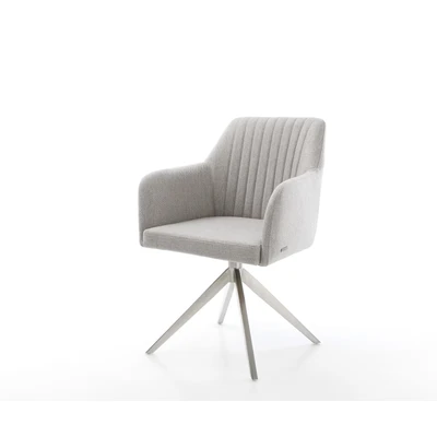 Afbeelding van DELIFE Draaistoel Greg Flex stripes lichtgrijs kruisframe breed roestvrij staal 360 draaibaar rocker functie pocketveer kern