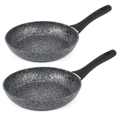 Afbeelding van Salter COMBO 3692 Megastone koekenpannenset 24/28 cm antiaanbakpan, inductie koekenpan, 2 delige set, omeletpan, vaatwasser en metalen gebruiksvoorwerpen, PFOA vrij, aluminium, soft touch handgrepen