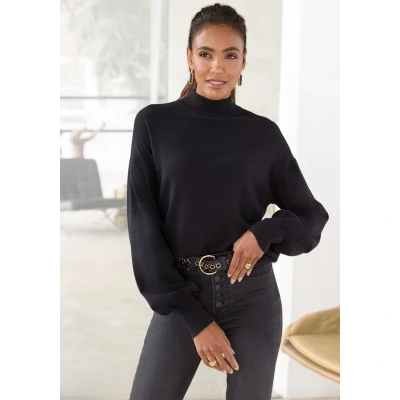 Afbeelding van Lascana Gebreide trui met kleine opstaande kraag, coltrui, casual chic