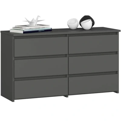 Afbeelding van AKORD Commode CL 100 met 6 laden comodekast functioneel voor woonkamer slaapkamer duurzaam rolgeleiding ABS rand 35x100x57cm grafietgrijs + front