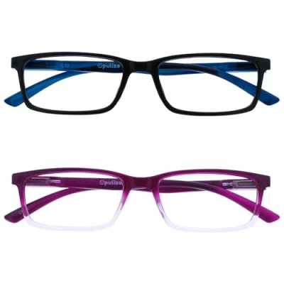 Afbeelding van Opulize See 2 Stuks Blauw Licht Blokkeert Leesbril Zwart Purper Computer Gamen Ontspiegeld Mannen Vrouwen BB9 15 +3,50