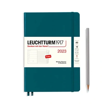 Afbeelding van LEUCHTTURM1917 365885 Wekdagboek &amp; notitieboek medium (A5) 2023, 12 maanden, Pacific Green, Engels