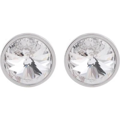 Afbeelding van Behave Oorbel steker glanzend zilver kleur met 10 mm swarovski elements crystal steen