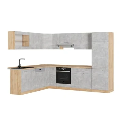 Afbeelding van Vicco Hoekkeuken R Line, Beton/gouden eik, 227 x 287 cm zonder werkblad