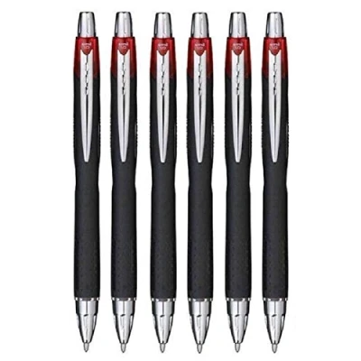 Afbeelding van Uni Ball Rode Jetstream intrekbare brede rollerball pen 1 mm penpunt en 0,45 lijnbreedte waterdicht lichtdicht sneldrogend pigmentinkt voor snel schrijven SXN 210 (Pack van 6)