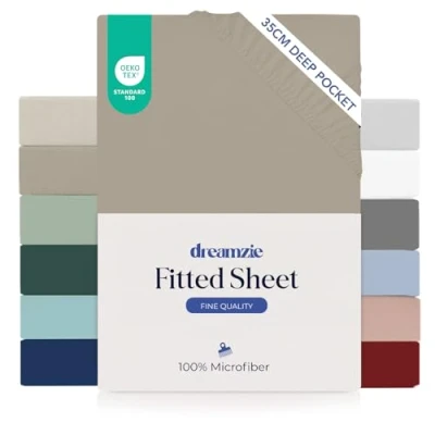 Afbeelding van Dreamzie hoeslaken 80x190/200 Kap 35 cm voor dik matras 100% microvezel Linnen, gecertificeerd chemicaliënvrij (Oeko TEX), met volledig elastiek
