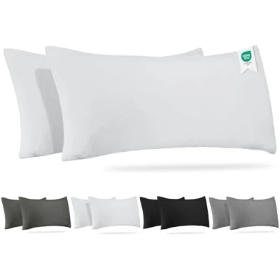 Afbeelding van BARBONS Set van 2 kussenslopen, 40x90 cm 165 g/m², hoofdkussensloop, 100% jerseykatoen, zachte kussenhoezen, met ritssluiting (40x90 Wit)