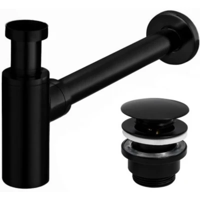 Afbeelding van REA Wastafel Sifon Compact en Clickwaste Mat Zwart