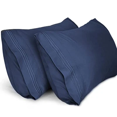 Afbeelding van Lirex Kussenslopen (2 Stuks), 50 x 70 cm Geborduurd Zachte van Geborsteld Microvezel, Machinewasbaar Kreukvrij Ademend, Blauw