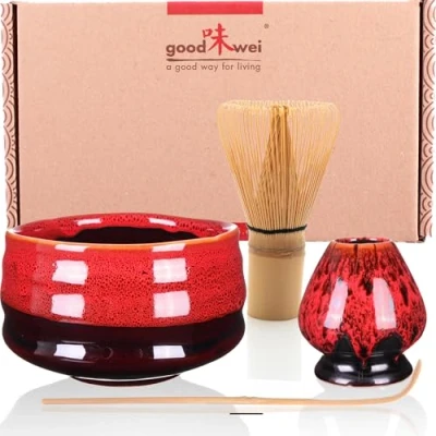 Afbeelding van Matcha Set Japanse Theeset Ceremonie Kit met hoogwardige Schaal, Matchaklopper en Chasen Houder (80, Yogan)