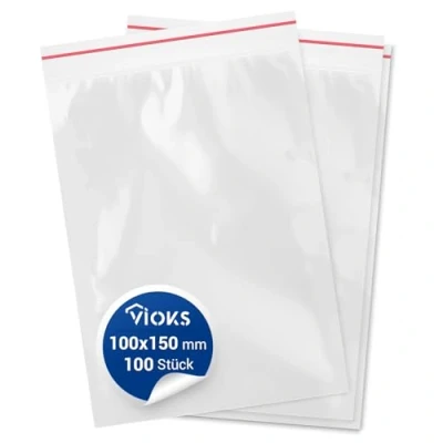 Afbeelding van Zakken met ritssluiting, 100 stuks, x 150 mm, 10 15 cm, 50 micron druksluiting, afsluitbaar, waterdichte plastic zakken, polyzakjes druksluiting