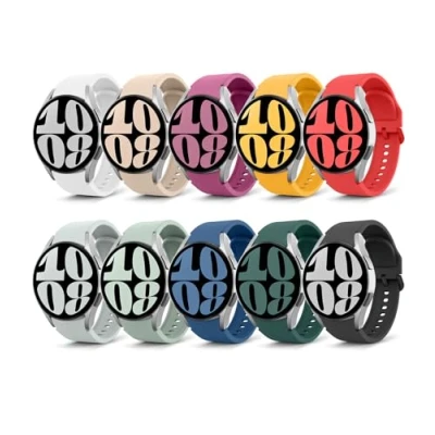 Afbeelding van MoKo Set van 10 bandjes compatibel met Samsung Galaxy Watch 6/5/4 40 mm 44 mm/6 Classic 43 47 mm/Watch 5 Pro 45 4 42 46 mm, zachte siliconen vervangende sportband, meerkleurig