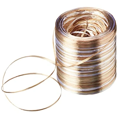 Afbeelding van PRÄSENT Raffia Pearl Multicolour knutselband bruin/goud/zilver, 50 m metallic decoratielint voor versiering en knutselen, cadeaulint feestelijke gelegenheden