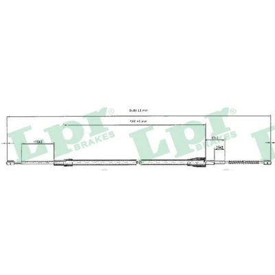 Afbeelding van LPR C0812B Handremkabel 1620, 944mm Trommelrem