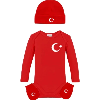 Afbeelding van Babyset Turkije 3 6 maanden delige set Romper, muts, wanten