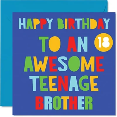 Afbeelding van Leuke 18e verjaardagskaarten voor broer Awesome Teenage Brother 18 Gelukkige verjaardagskaart van zus stiefbroer, verjaardagscadeaus, 145 mm x achttien achttiende verjaardag