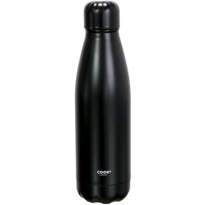 Afbeelding van Cook Concept Travel drinkfles voor warme en koude dranken zwart roestvrij staal met schroefdop 500 ml