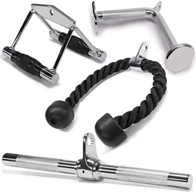 Afbeelding van Yes4All 4M82 Combo Dubbele D Handvat Kabel Bevestiging, Triceps Touw/Triceps Pull Down Touw, Roterende Rechte Bar, en V vormige Bar