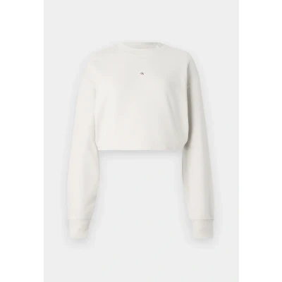 Afbeelding van Calvin Klein Jeans Label Short Crewneck Sweater, Dames, Maat: Medium, Chalk