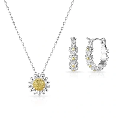 Afbeelding van Philip Jones Daisy Ketting en Hoop Oorbellen Set