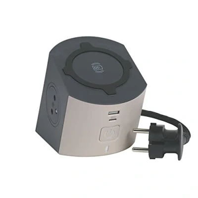 Afbeelding van Legrand inductie lader met usb a c 2x2p penaarde 2m taupe antraciet 049402