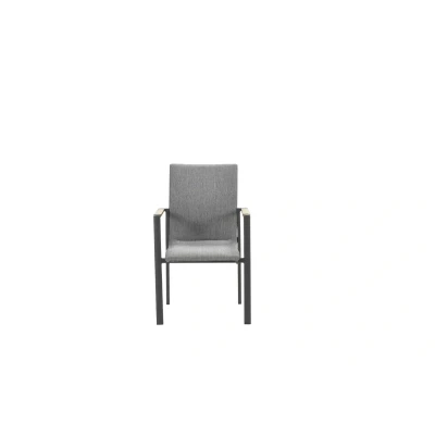 Afbeelding van Ottawa dining stoel carbon black/ grijs/ teak look Garden Impressions