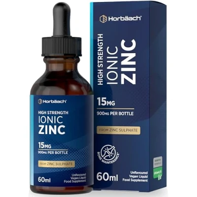 Afbeelding van Zink Druppels Premium Vloeibaar Ionzink Zinksulfaat 60ml 100% Vegan Liquid Ionic Zinc Drops Horbaach