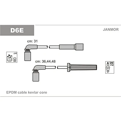 Afbeelding van Bougiekabelset JANMOR D6E