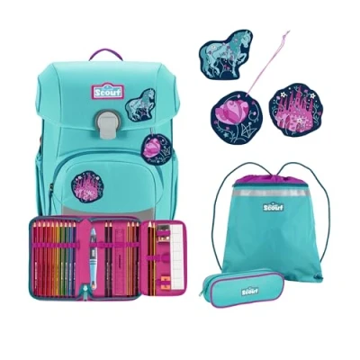 Afbeelding van Scout Schooltas Basic Neo Set 4 delig Dreamworld Turquoise