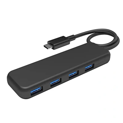 Afbeelding van KabelDirekt USB hub &amp; adapter, C stekker, 4 3.0 poorten (slim design, voor meerdere aansluitingen op pc/notebook/tablet/smartphone, MacBook compatibel, SuperSpeed met 5 Gbit/s, zwart)