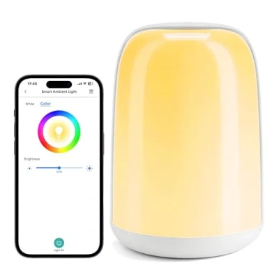 Afbeelding van meross Connected Bedlampje, WiFi LED nachtlampje compatibel met Apple HomeKit, Alexa en Google Home, RGBWW Veelkleurige Dimbare Tafellamp Voice Command afstandsbediening